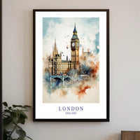 Big Ben Art: Watercolor London Urban Cityscape Poster PosterGoat
