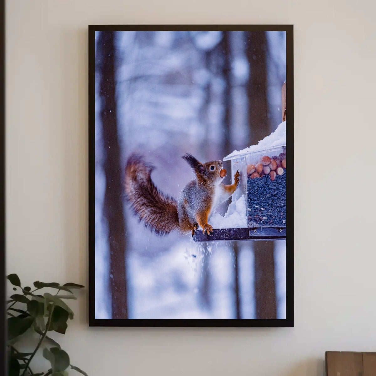 Winter Squirrel Feast Poster