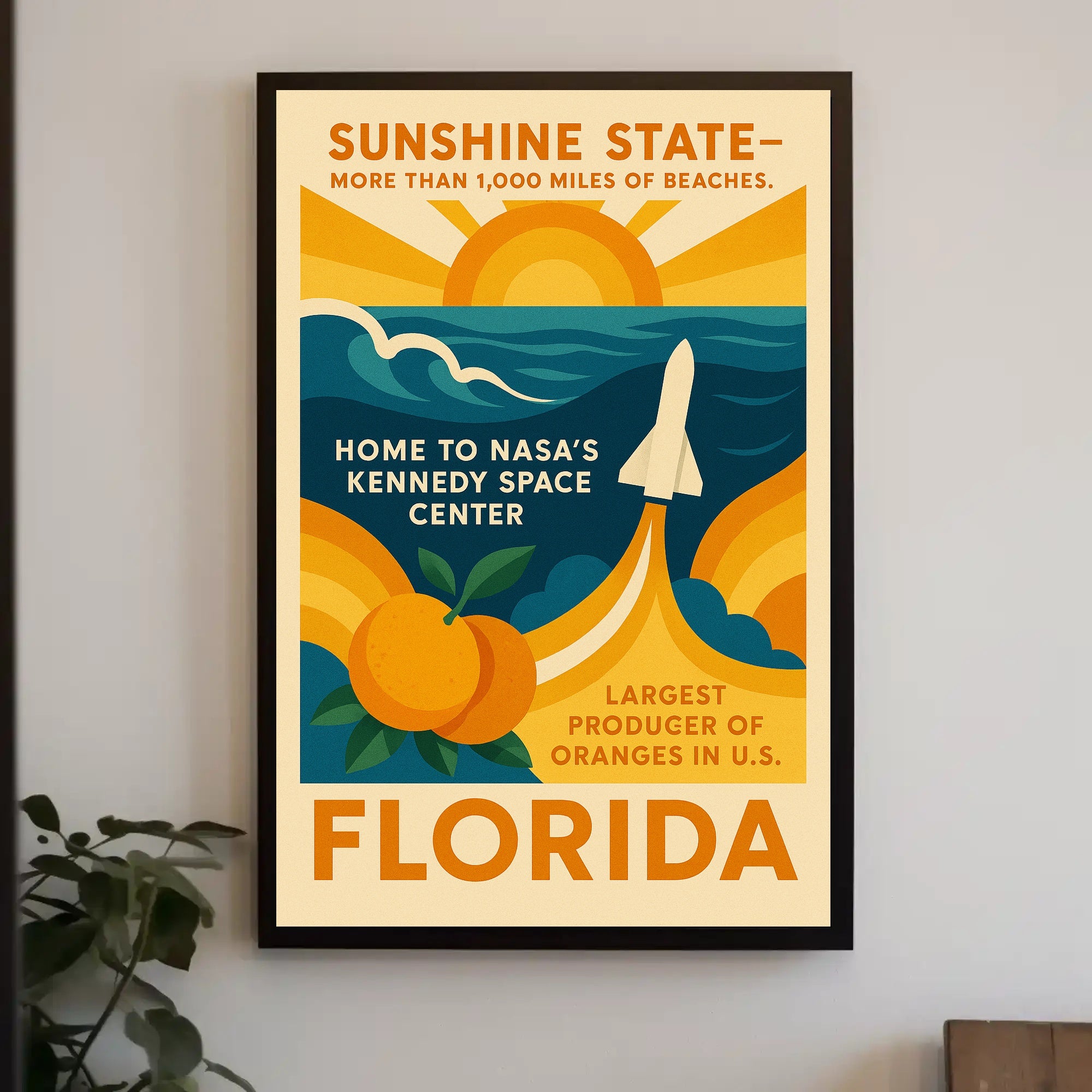 Florida's Vibrant Tribute: Retro Travel Poster