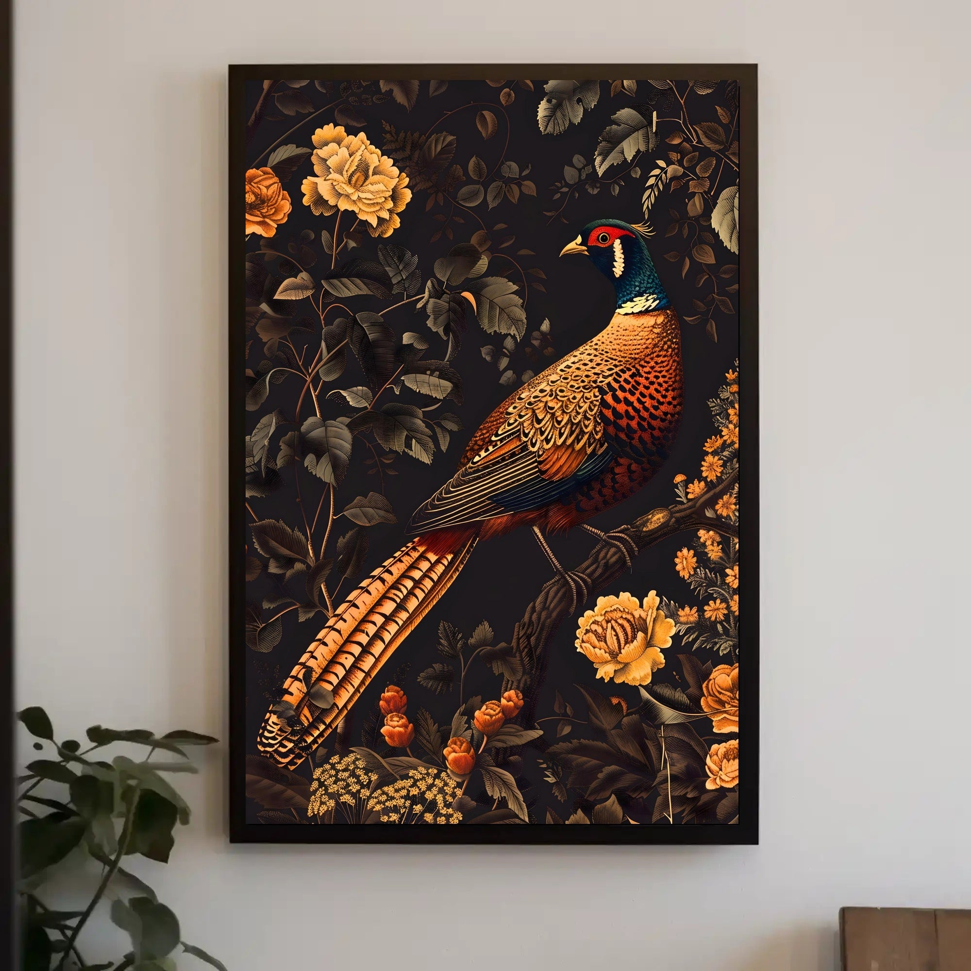Majestic Pheasant Floral Harmony Poster
