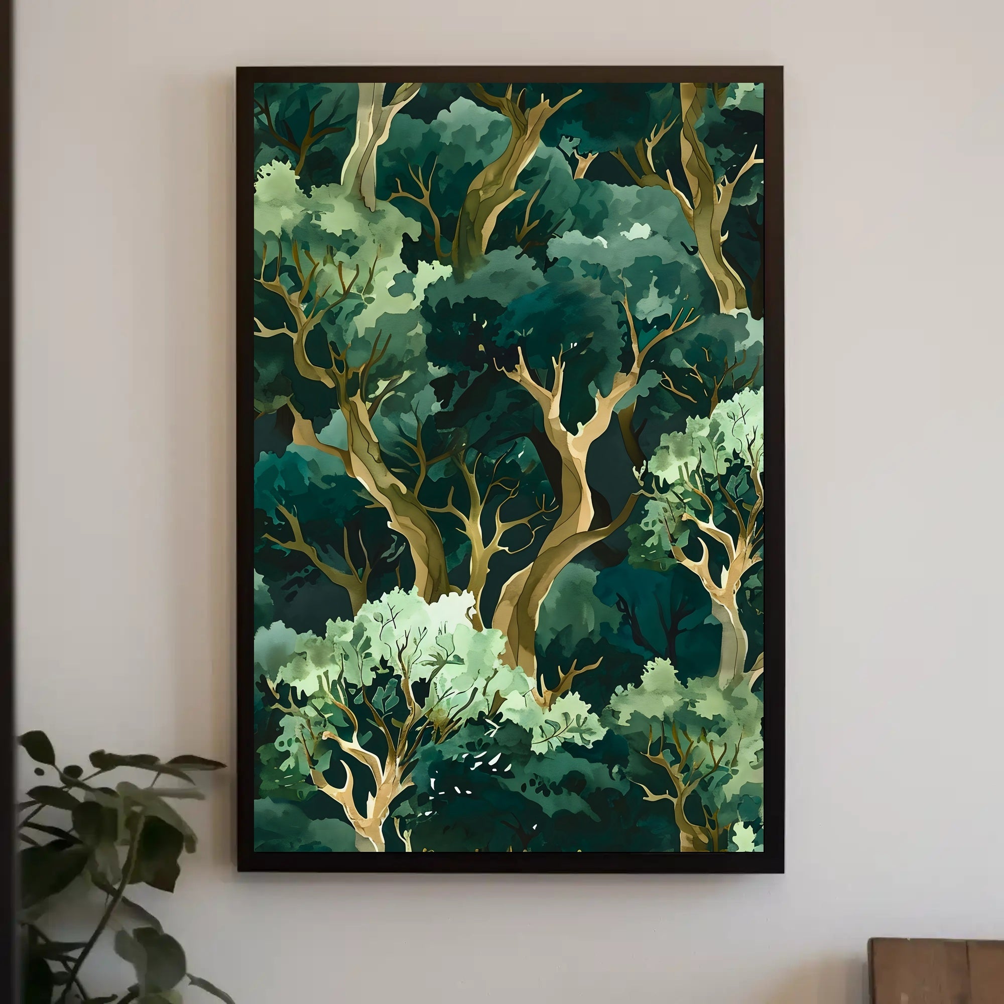 Lush Green Forest Abstract Artistic Poster