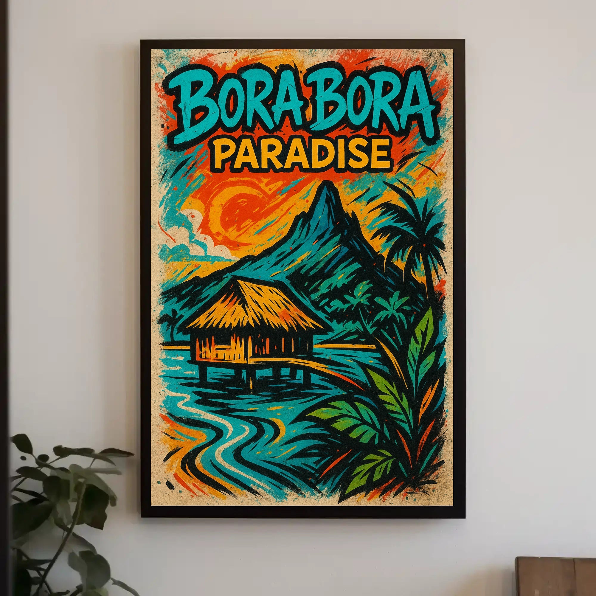 Tropical Bora Bora Vintage Travel Poster PosterGoat