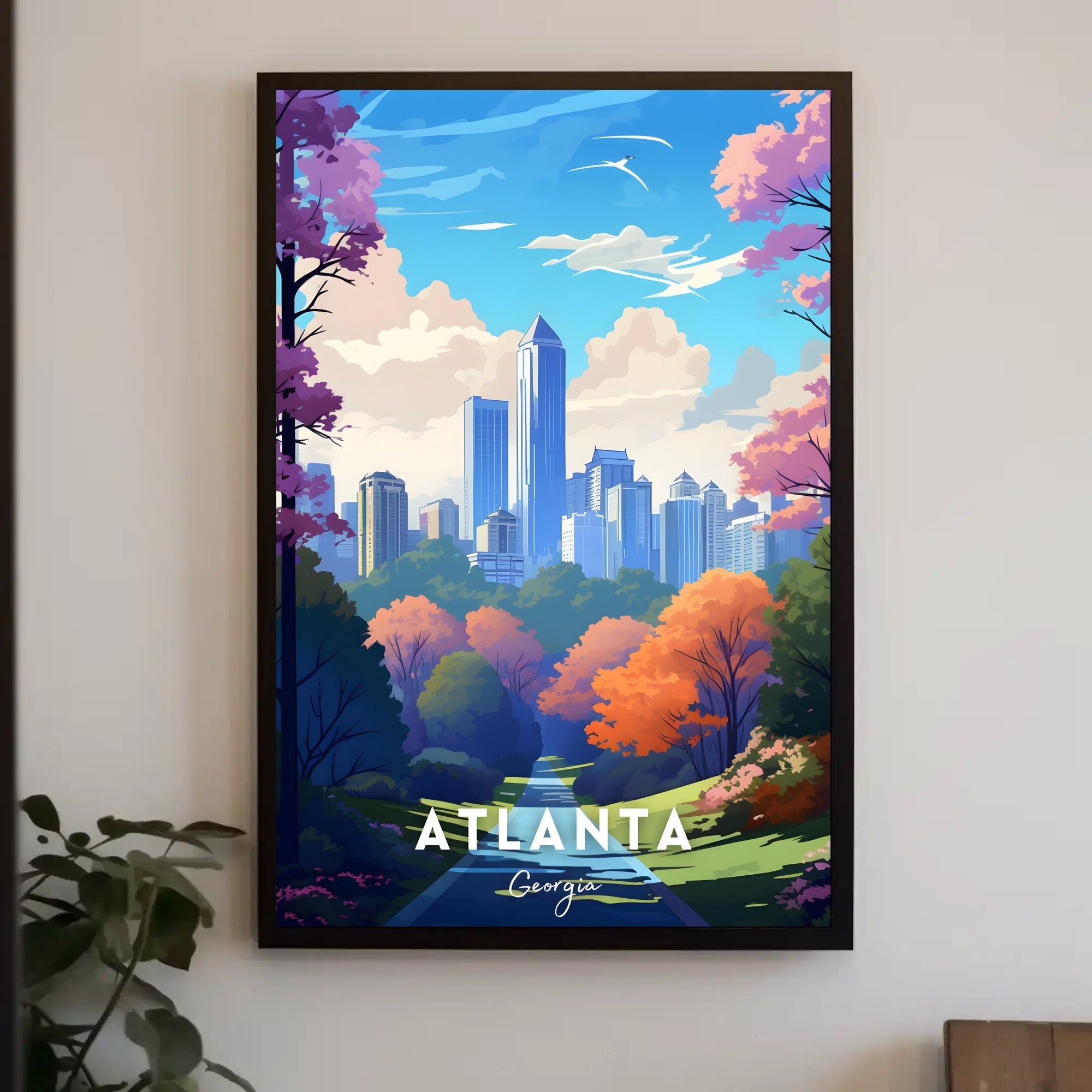 Vibrant Atlanta Cityscape with Urban Park Vibes Poster