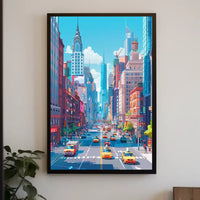 New York Cityscape Poster Modern Vibrant City Wall Art