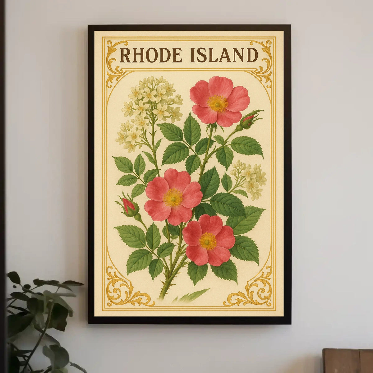 Rhode Island Floral Poster