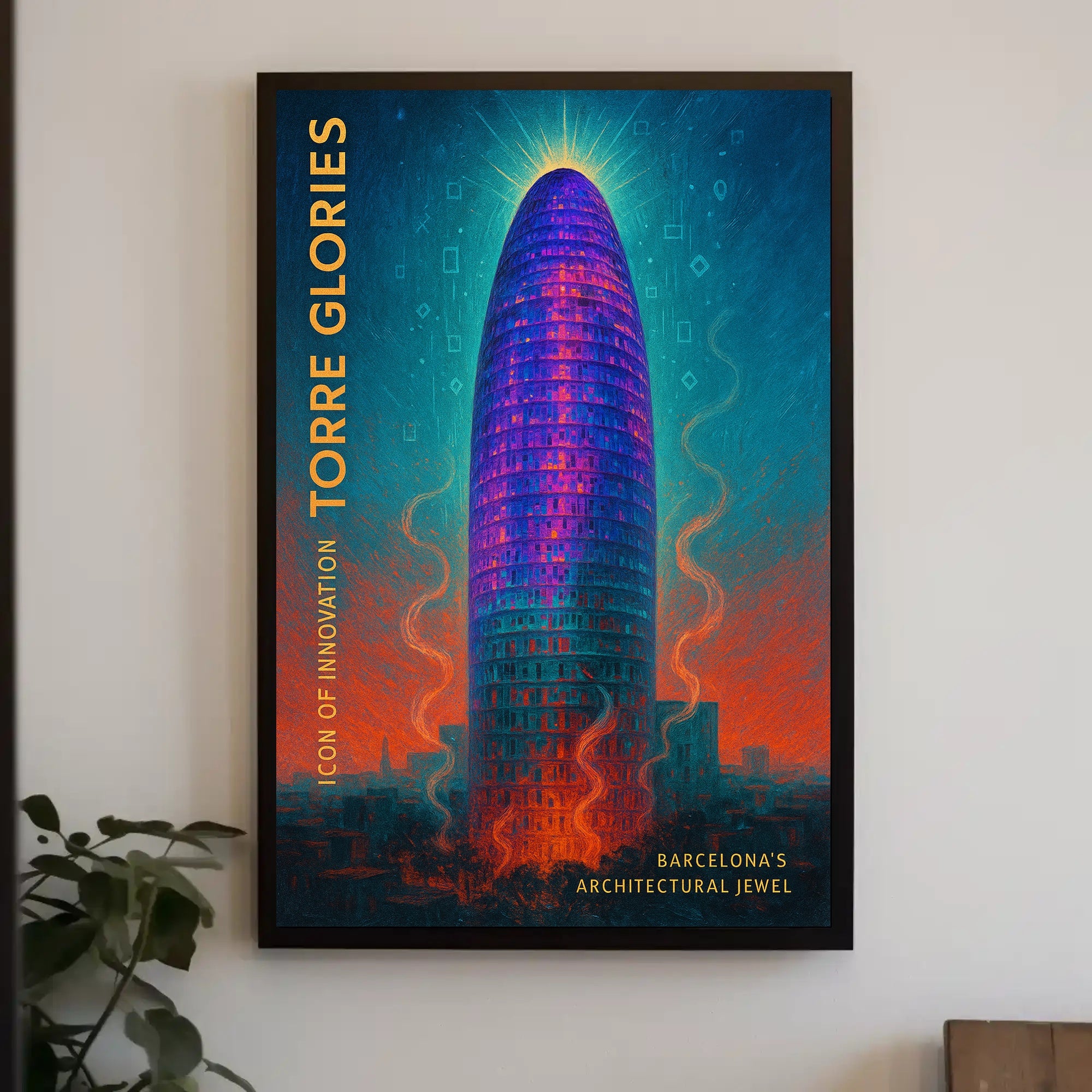 Barcelona Torre Glรฒries Urban Marvel Cityscape Poster