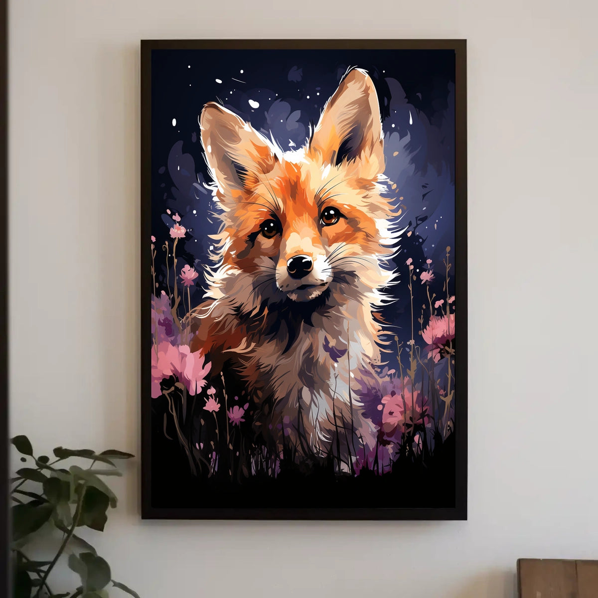 Enchanting Fox in Floral Fantasy Art Poster
