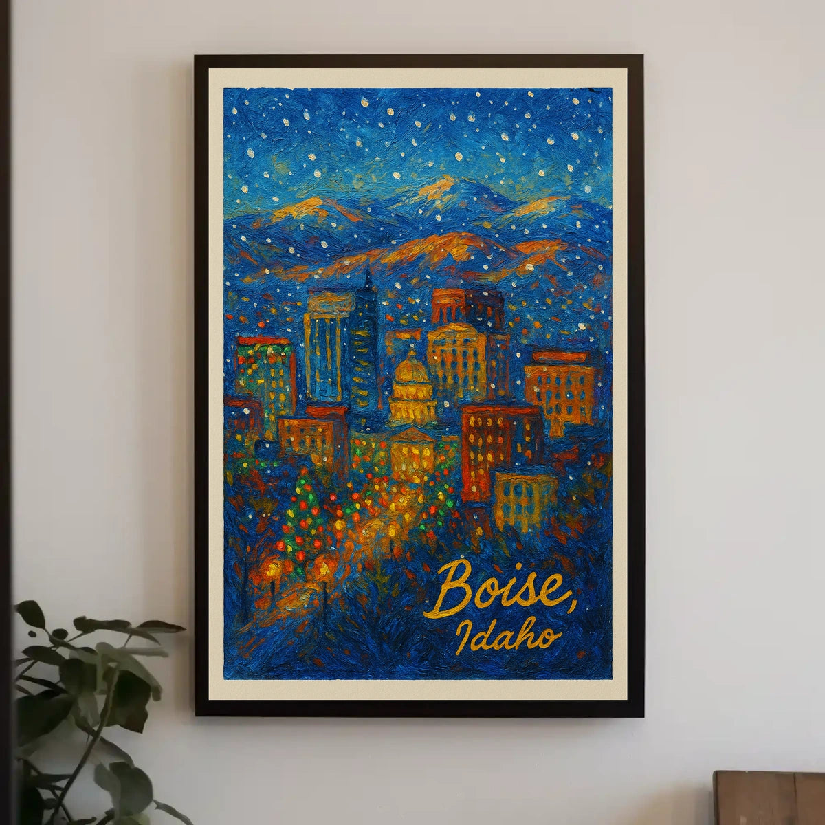 Boise, Idaho A Nighttime Cityscape Poster