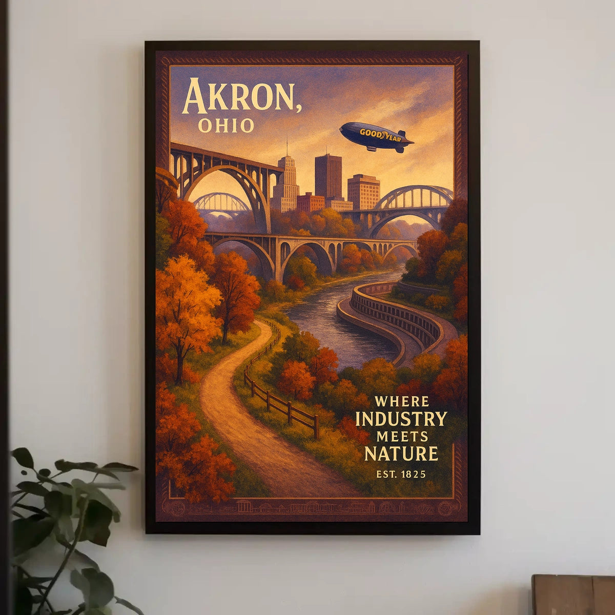 Akron, Ohio Where Industry Meets Nature Poster