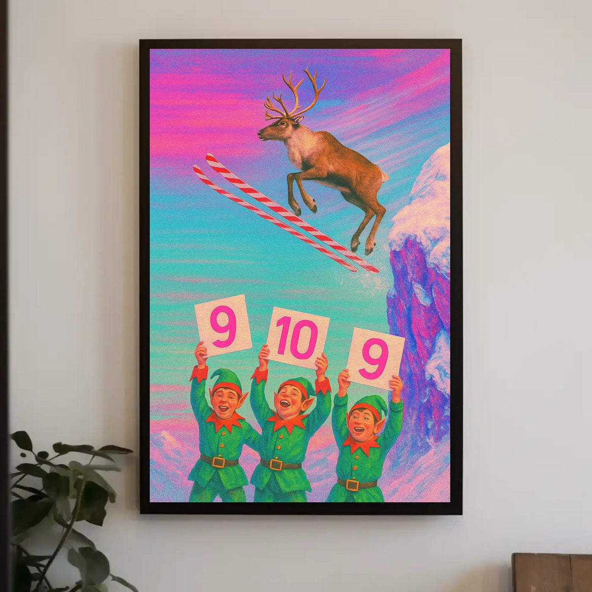 Reindeer Ski Jump Spectacle Poster