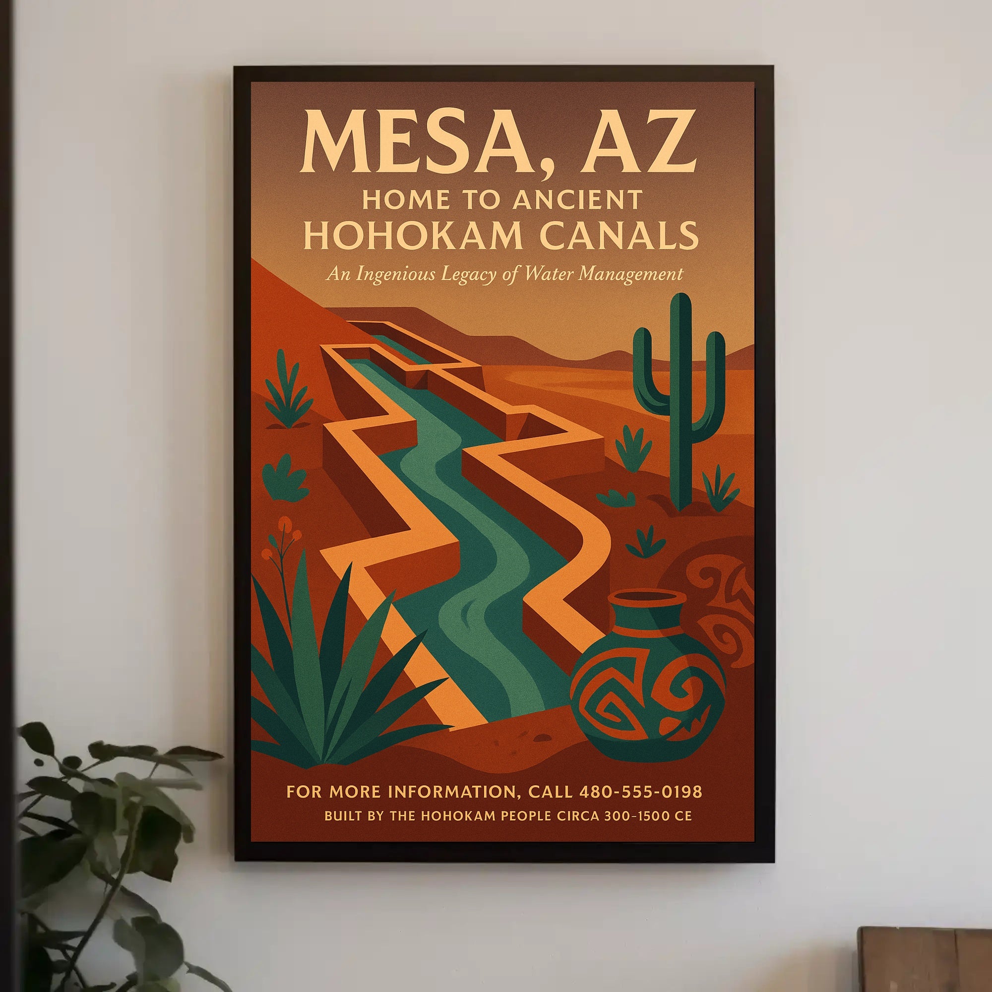 Ancient Hohokam Canals in Mesa Cultural Heritage Poster