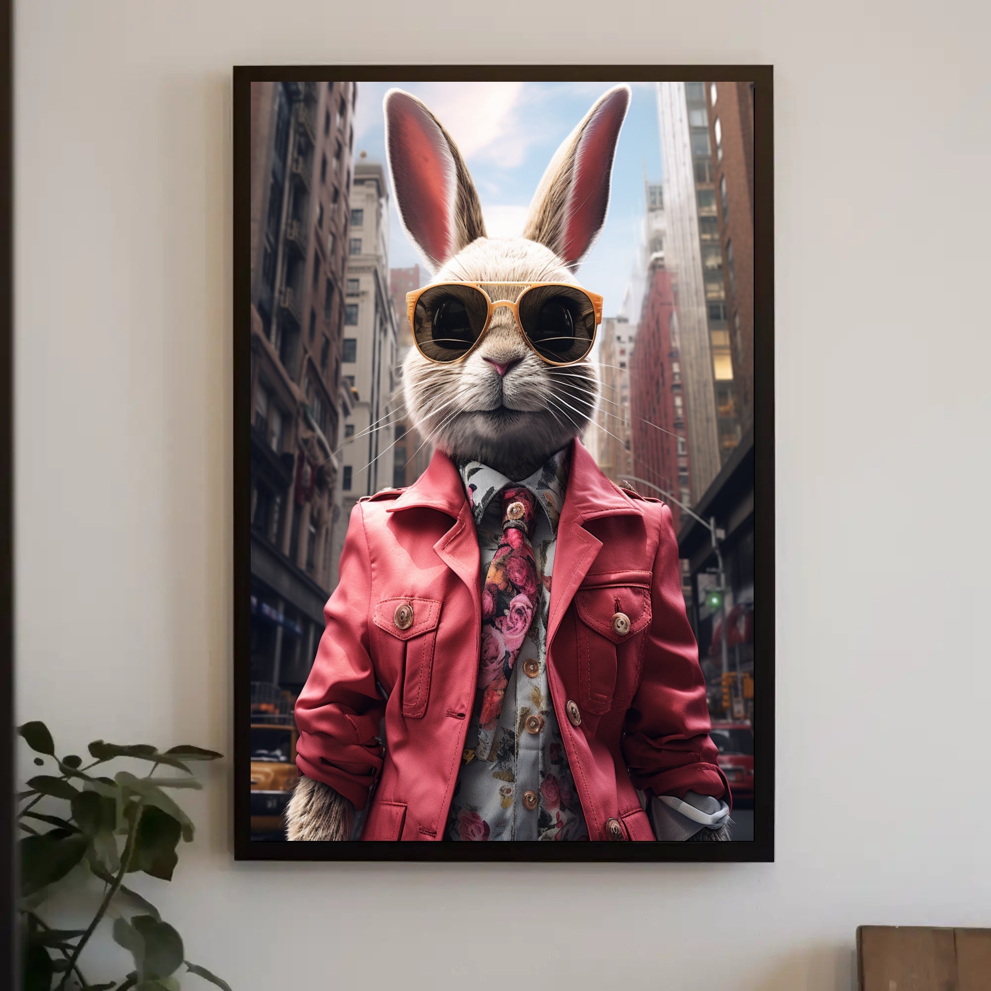 Stylish Rabbit In The City Poster