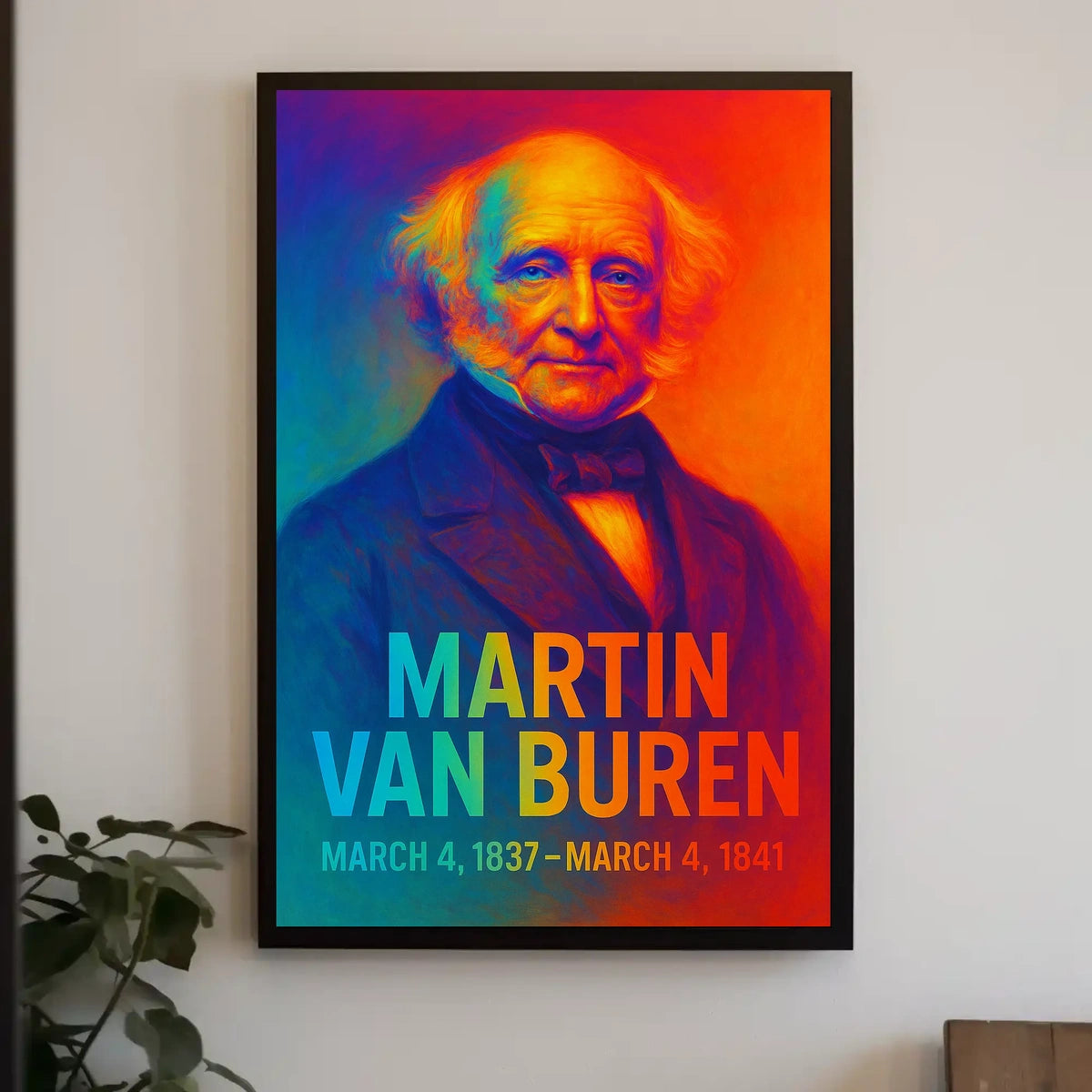 Martin Van Buren 8th President of the United States Neon Gradient Overlay Poster