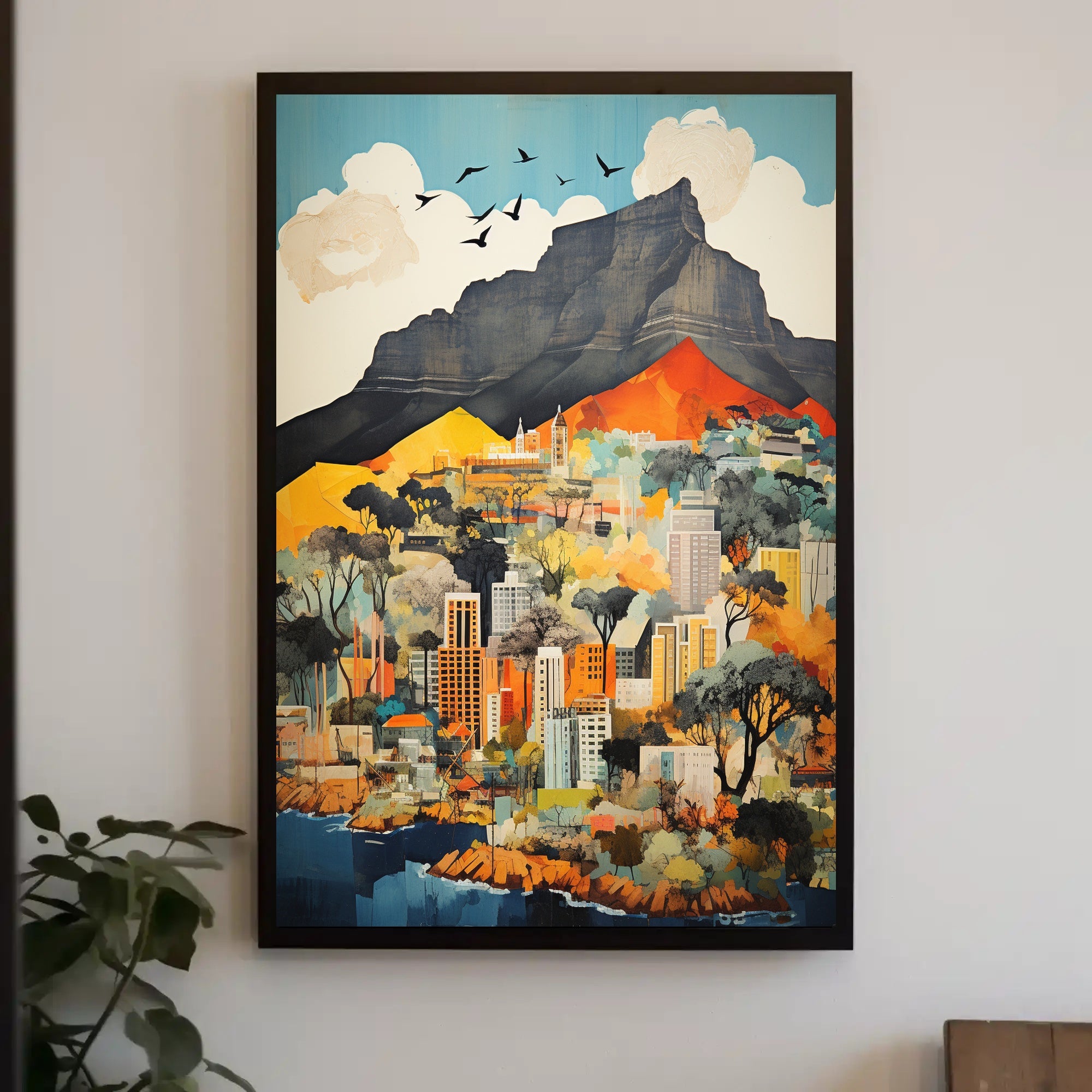 Modern Cityscape with Table Mountain Travel Poster