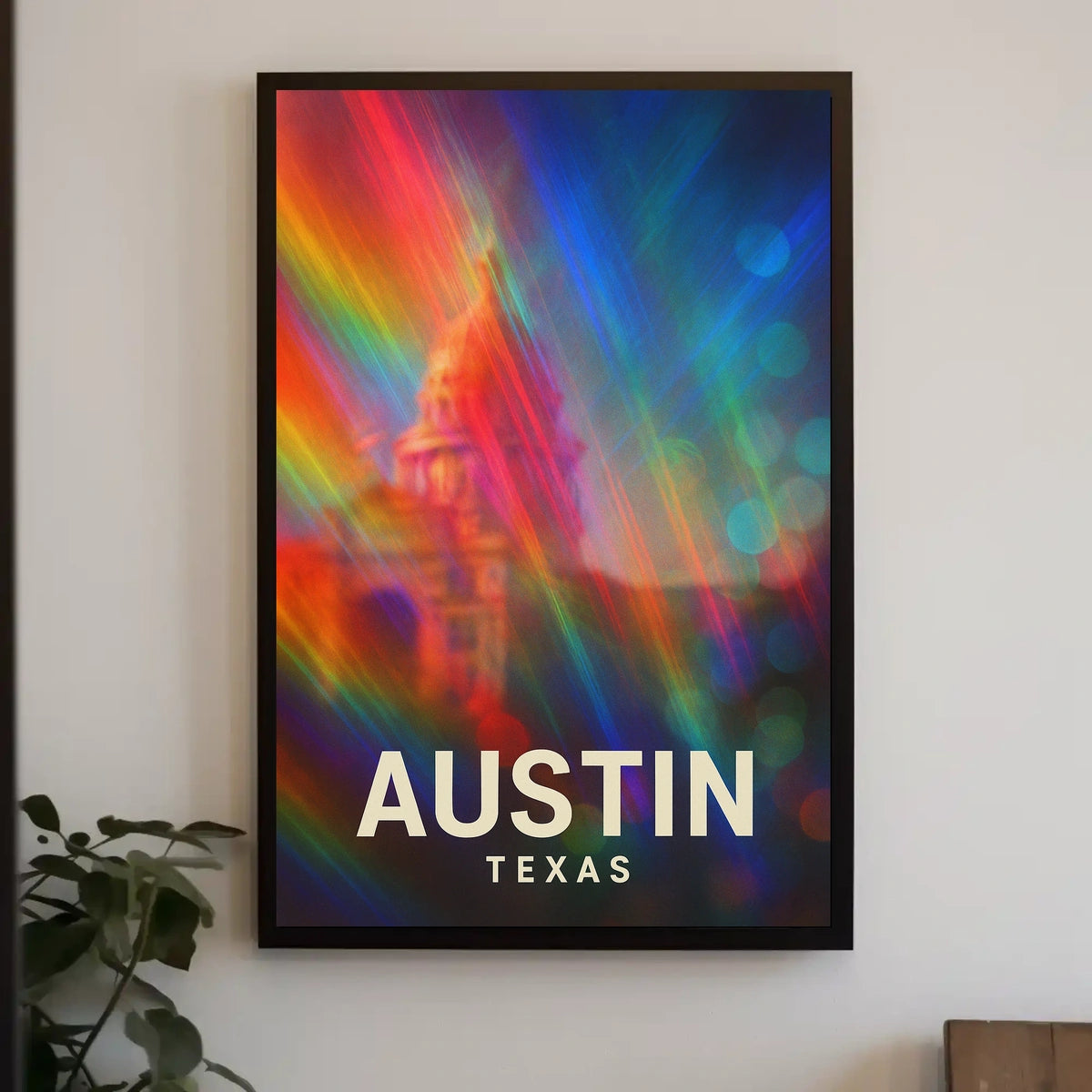 Austin Texas Vibrant Cityscape Digital Painting Pop Art Urban Skyline Travel Inspired Poster
