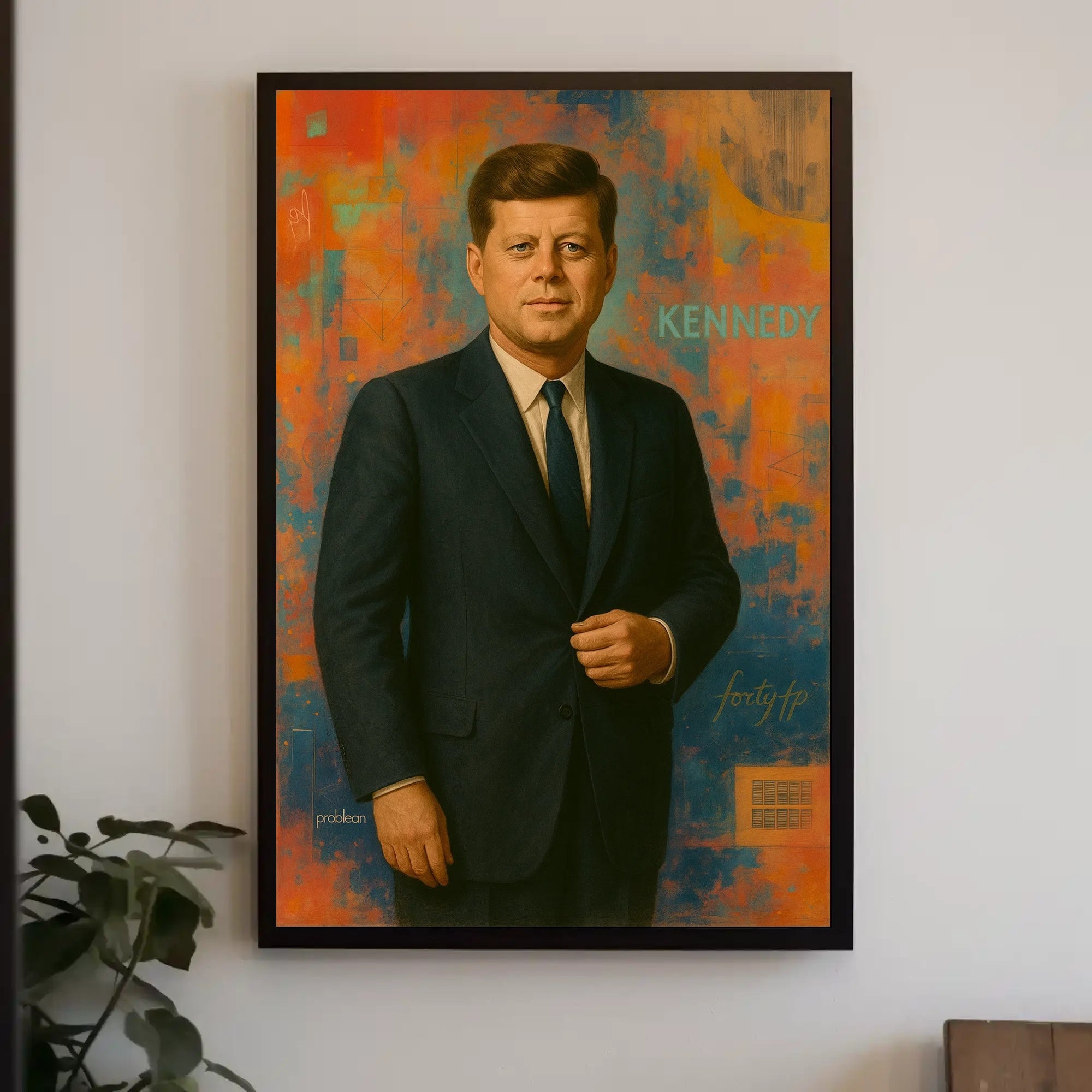 KENNEDY abstract artistic portrait poster in modern vibrant style