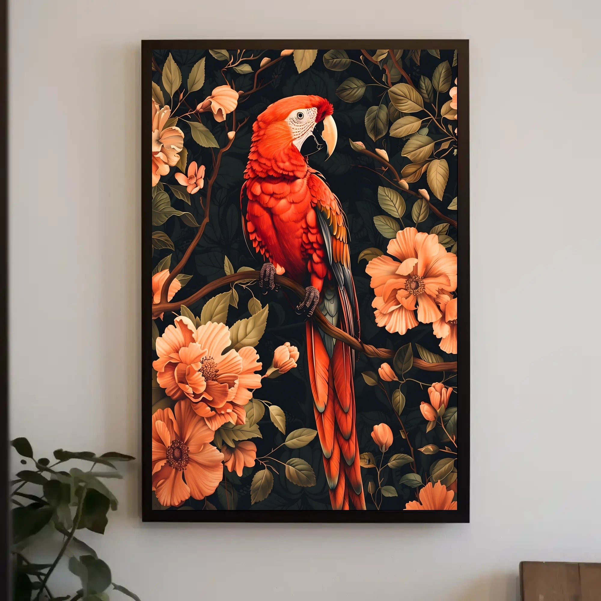 Vibrant Parrot Floral Paradise Poster