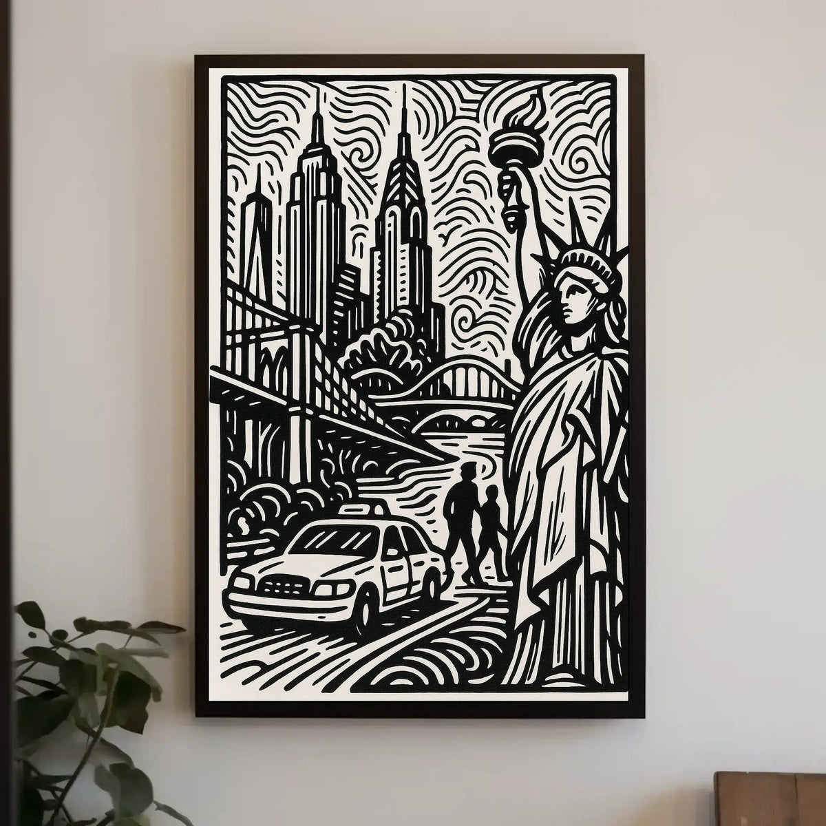New York City Poster Minimalist Skyline Wall Art Home Decor