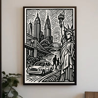 New York City Poster Minimalist Skyline Wall Art Home Decor