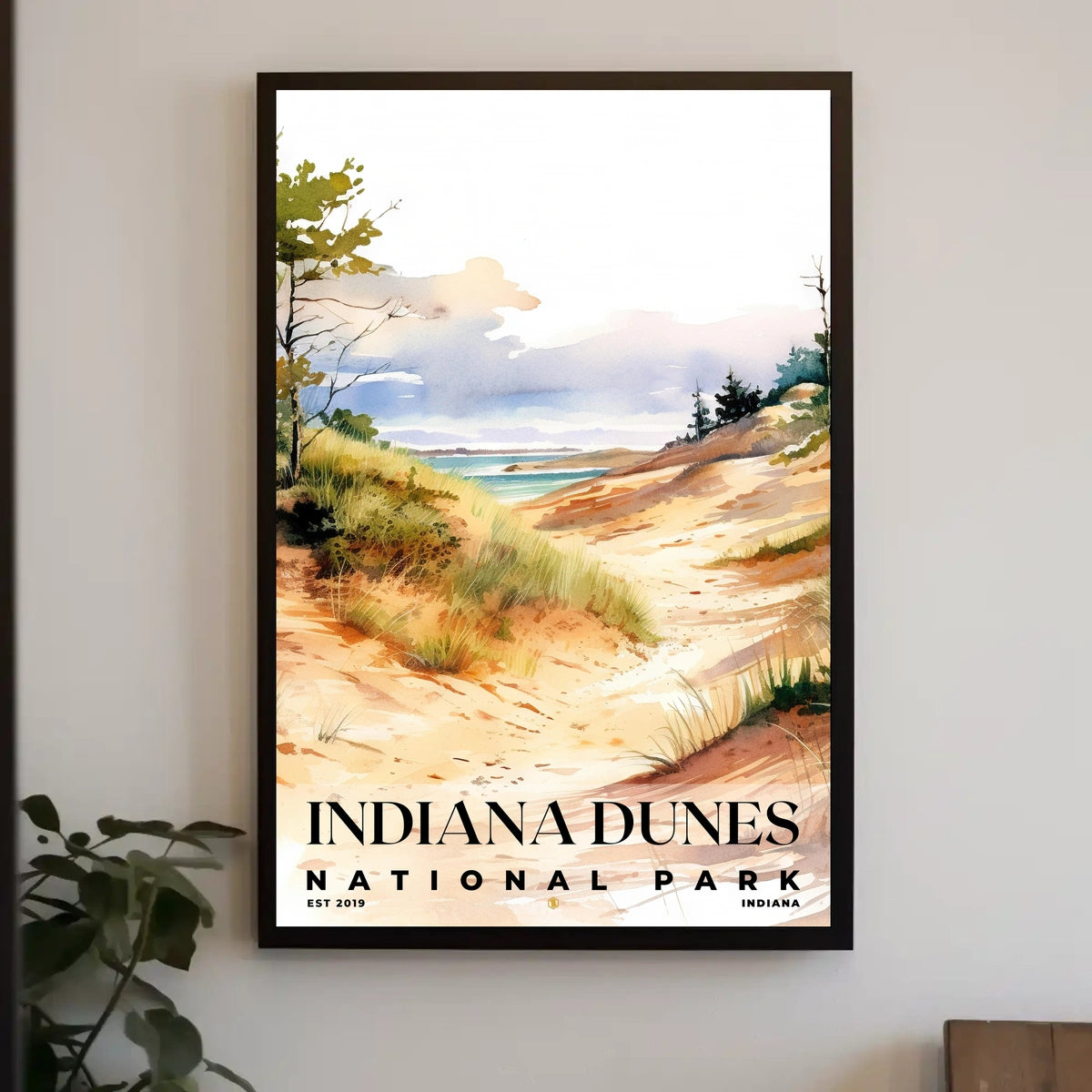 Indiana Dunes Watercolor Wall Art Poster