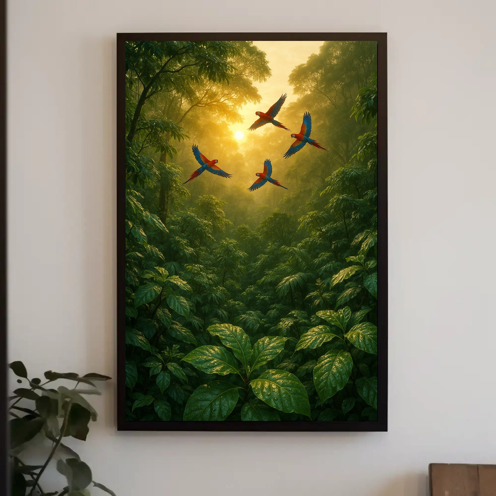 Lush Rainforest Paradise with Scarlet Macaws Animal Poster