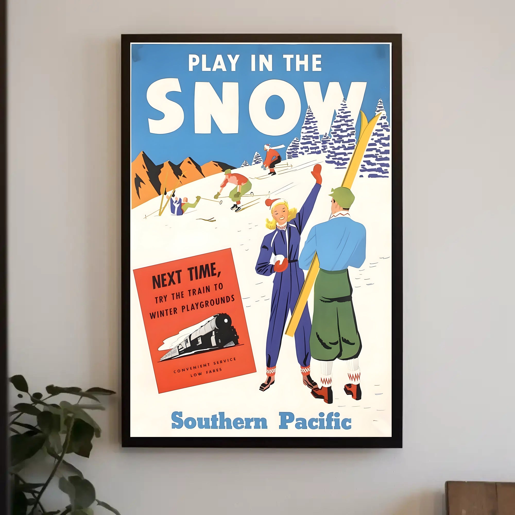 Play in the Snow with Southern Pacific Poster PosterGoat