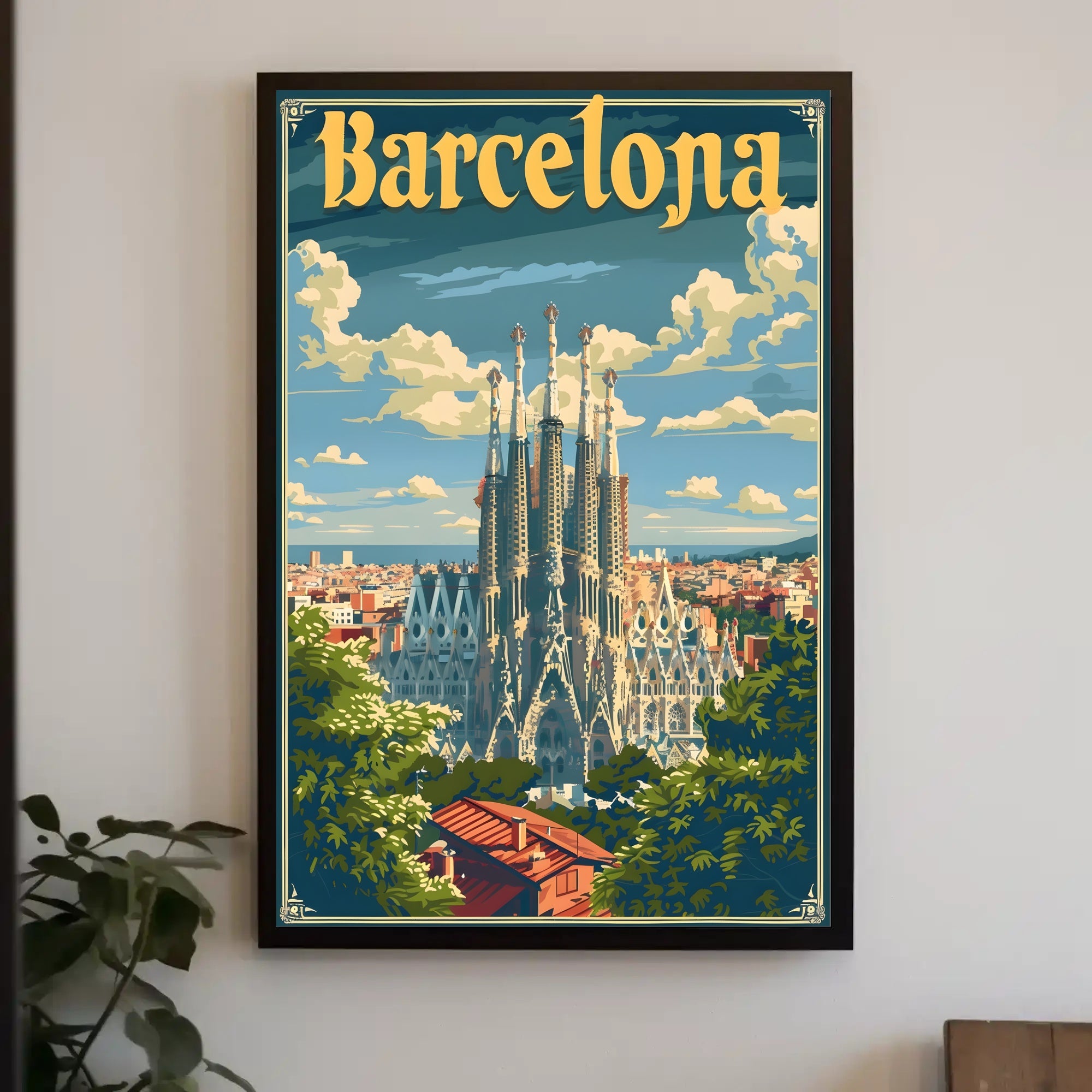 Sagrada Família Travel Poster: Vintage Urban Charm