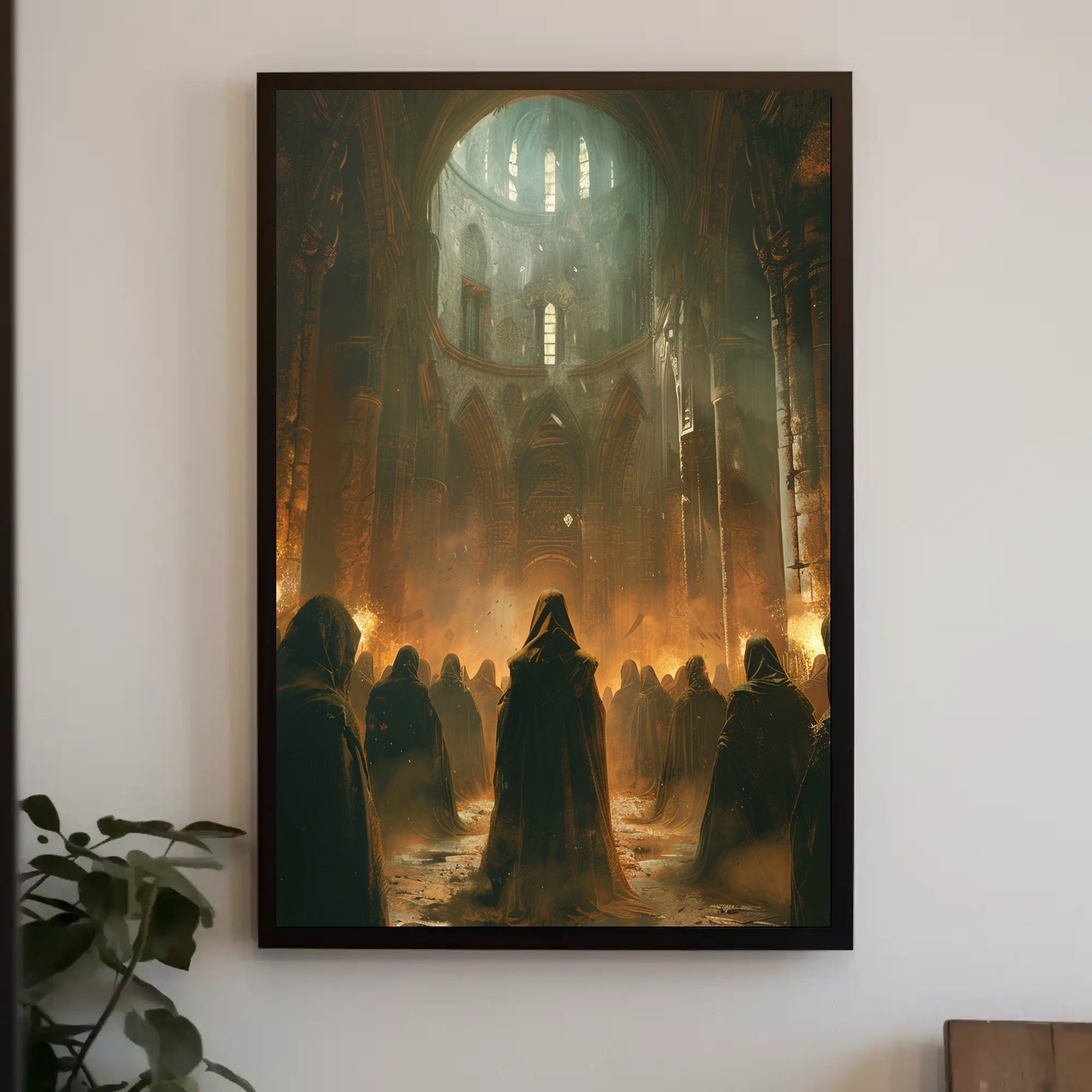 Mysterious Gothic Cathedral Ritual Art Poster PosterGoat