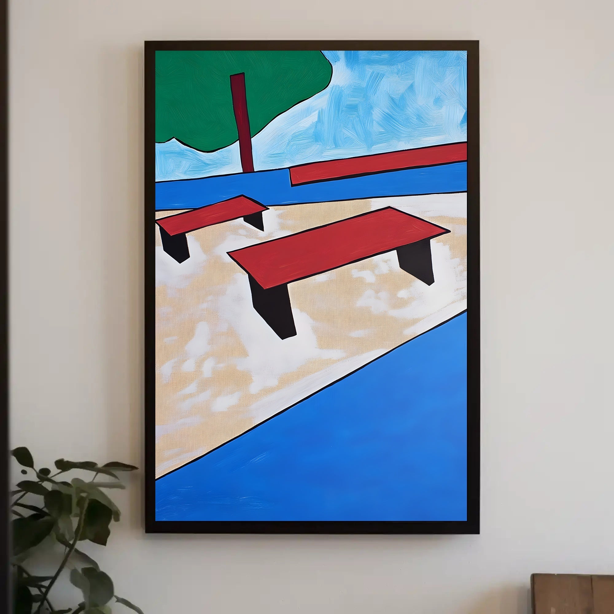 Abstract Park Scene Poster Modern Minimalist Print