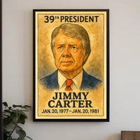 Jimmy Carter 39th President of the United States Exaggerated Cartoon Sketch Poster