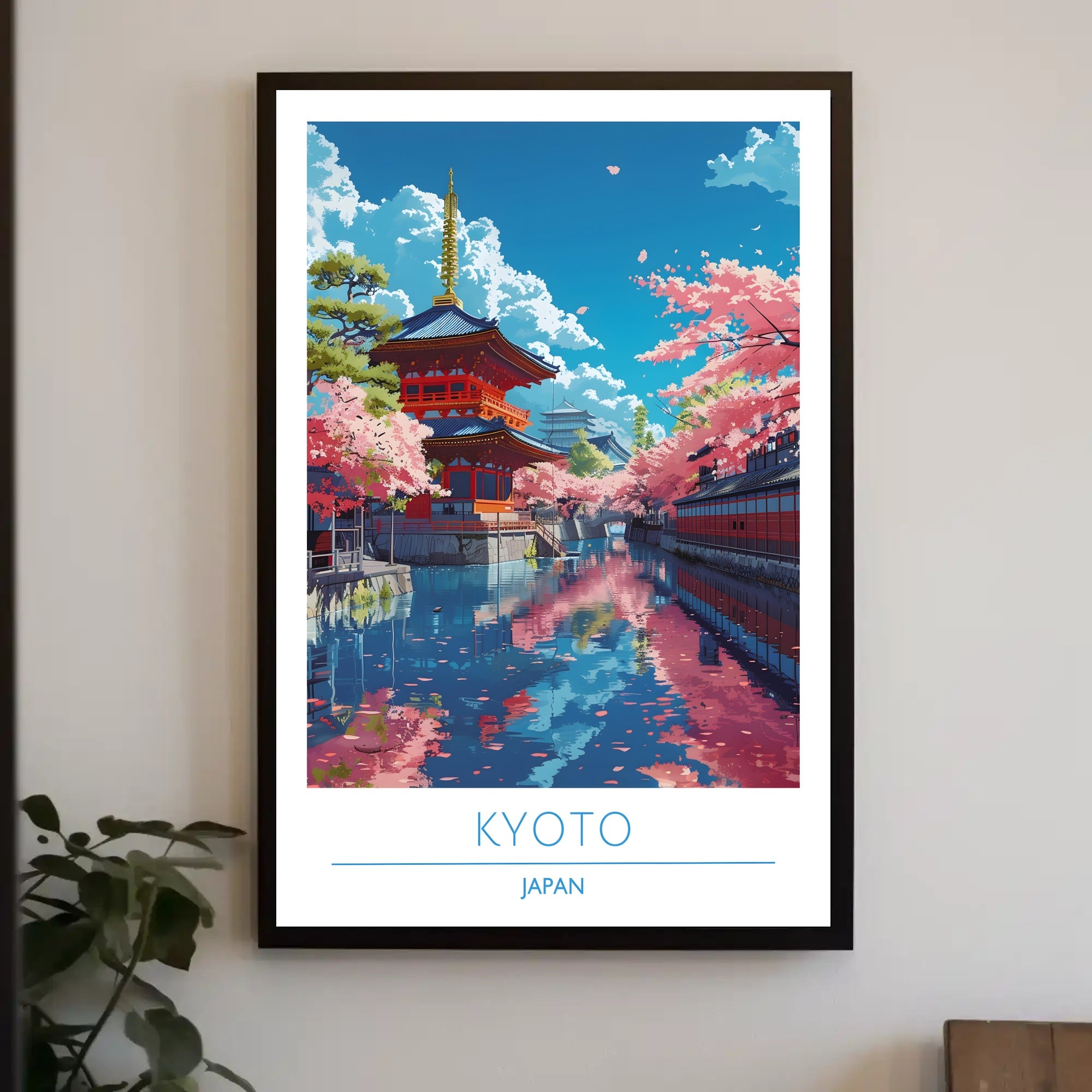 Kyoto Serenity: Cherry Blossoms & Pagoda Cultural Poster