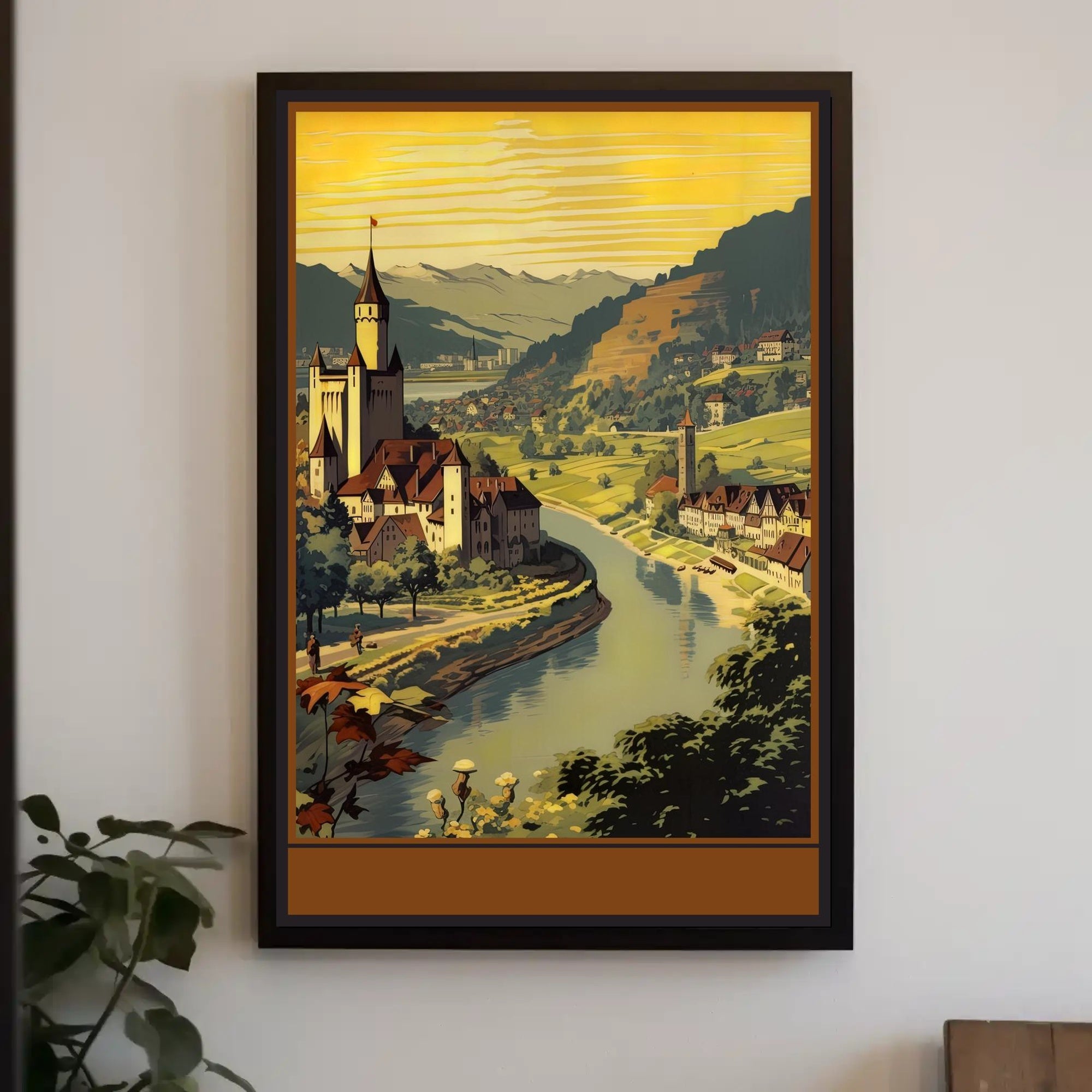 Serene Riverside Castle Poster