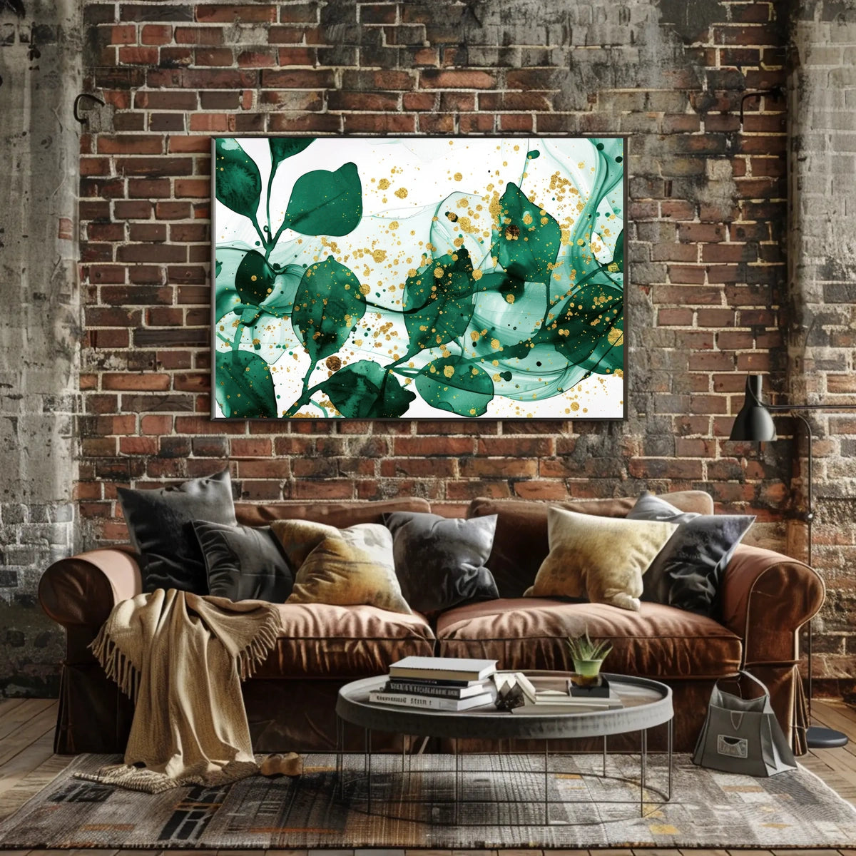 Abstract Elegance in Green and Gold Poster