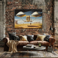 Surreal Futuristic Structure in Desert Landscape Futuristic Sci-Fi Poster