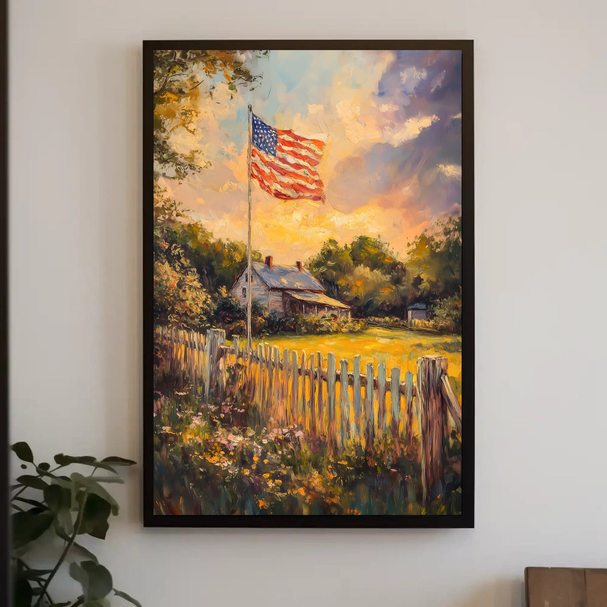 peaceful farmhouse landscape Poster