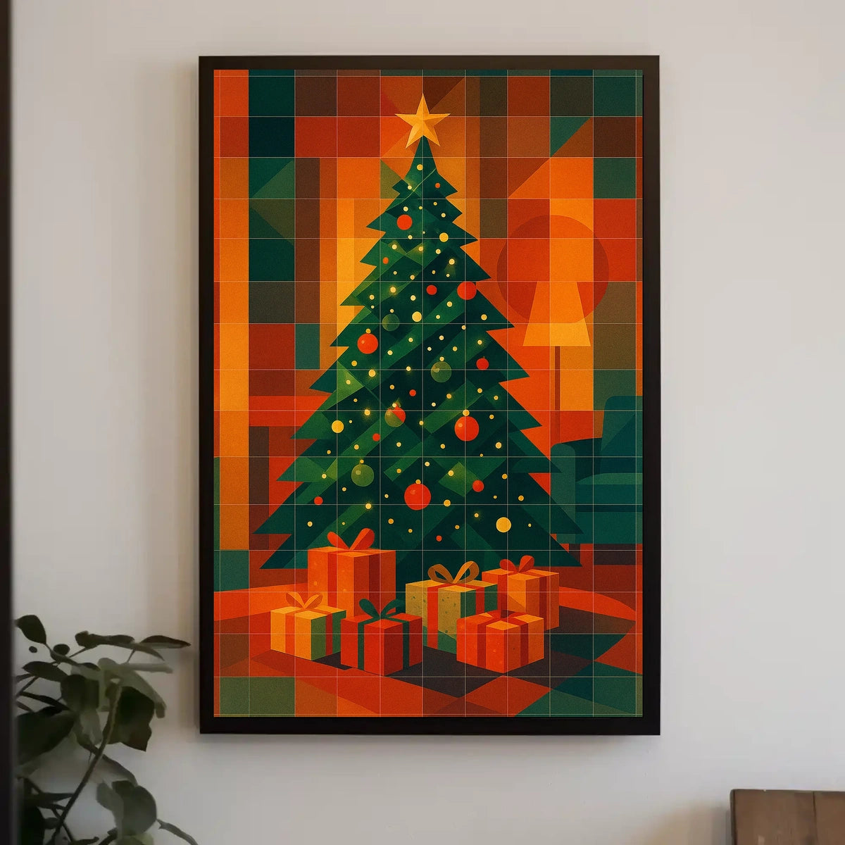Geometric Holiday Landscape Art For Living Room Poster