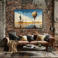 Surreal Dreamscape with Mysterious Island Artistic Poster