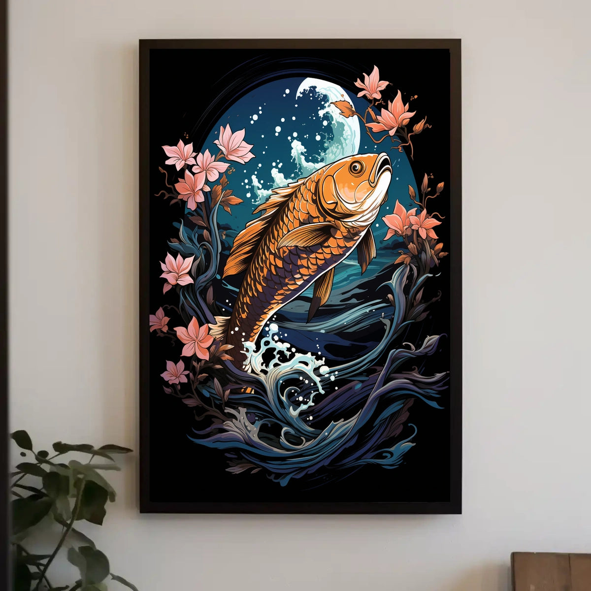 Koi Fish Moonlit Harmony Art Poster