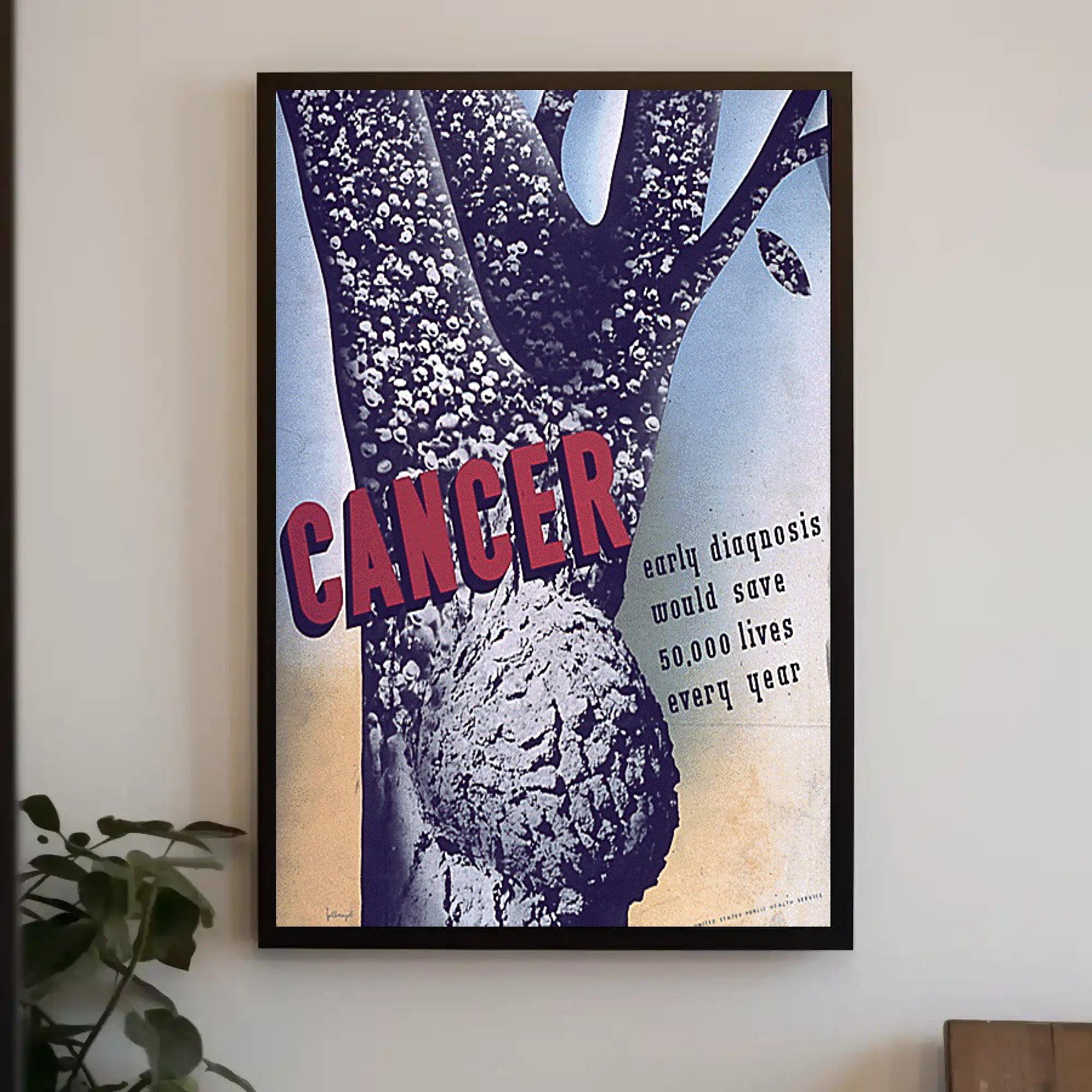 Cancer Awareness Poster with Urgent, Vintage Design Political or Propaganda Poster PosterGoat