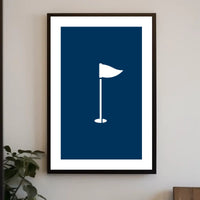 Minimalist White Flag on Deep Blue Background Poster