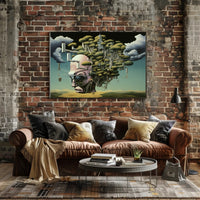 Surreal Cityscape with Tree of Imagination Artistic Poster