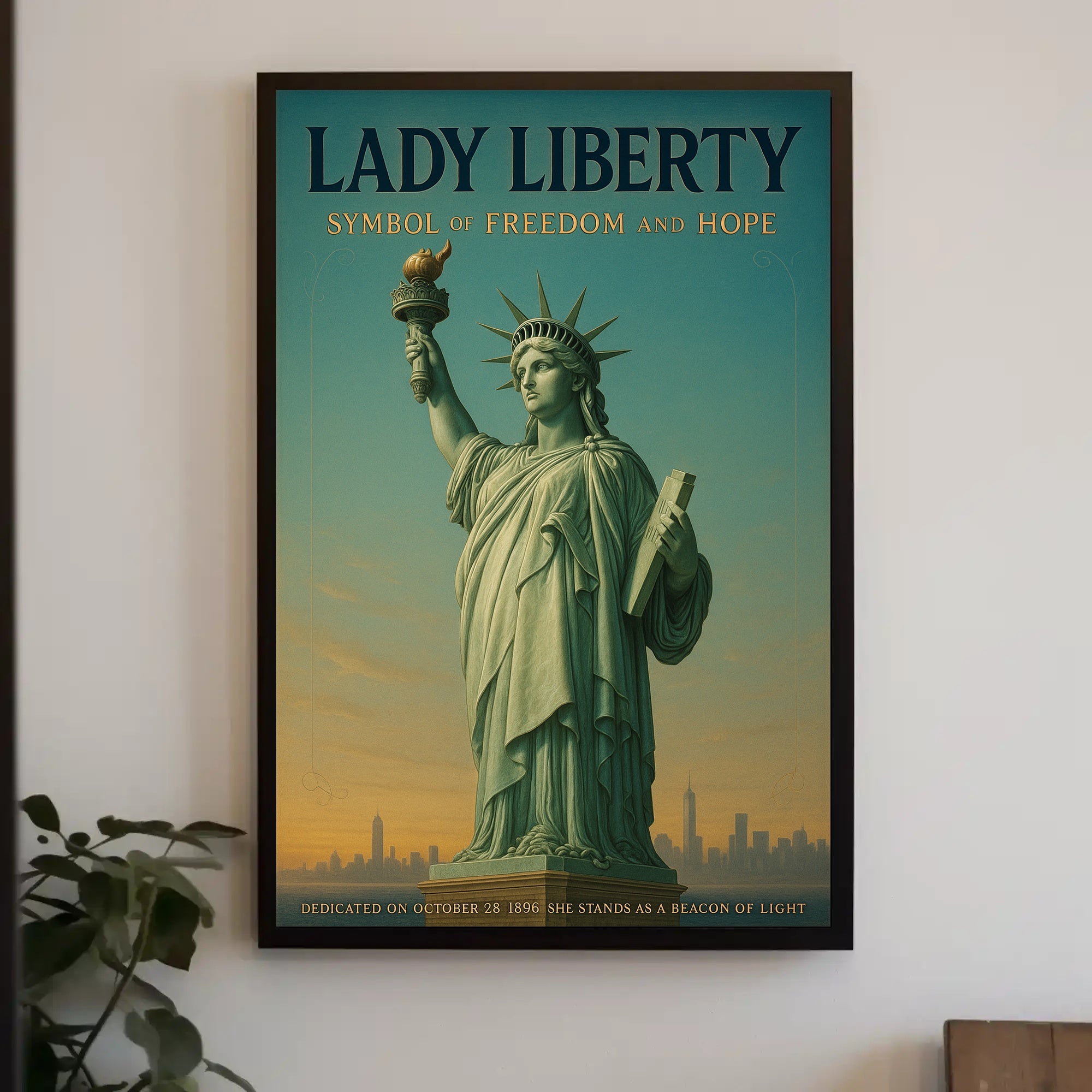 Statue of Liberty Patriotic Vintage Art Poster
