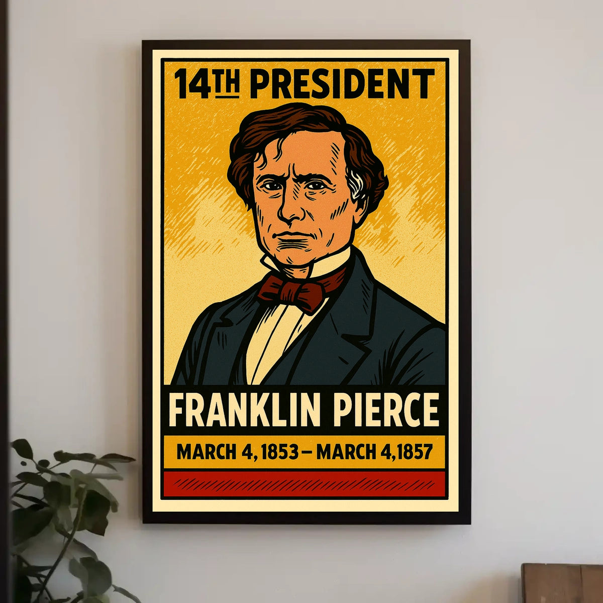 Franklin Pierce 14th President of the United States Inked Comic Style Poster