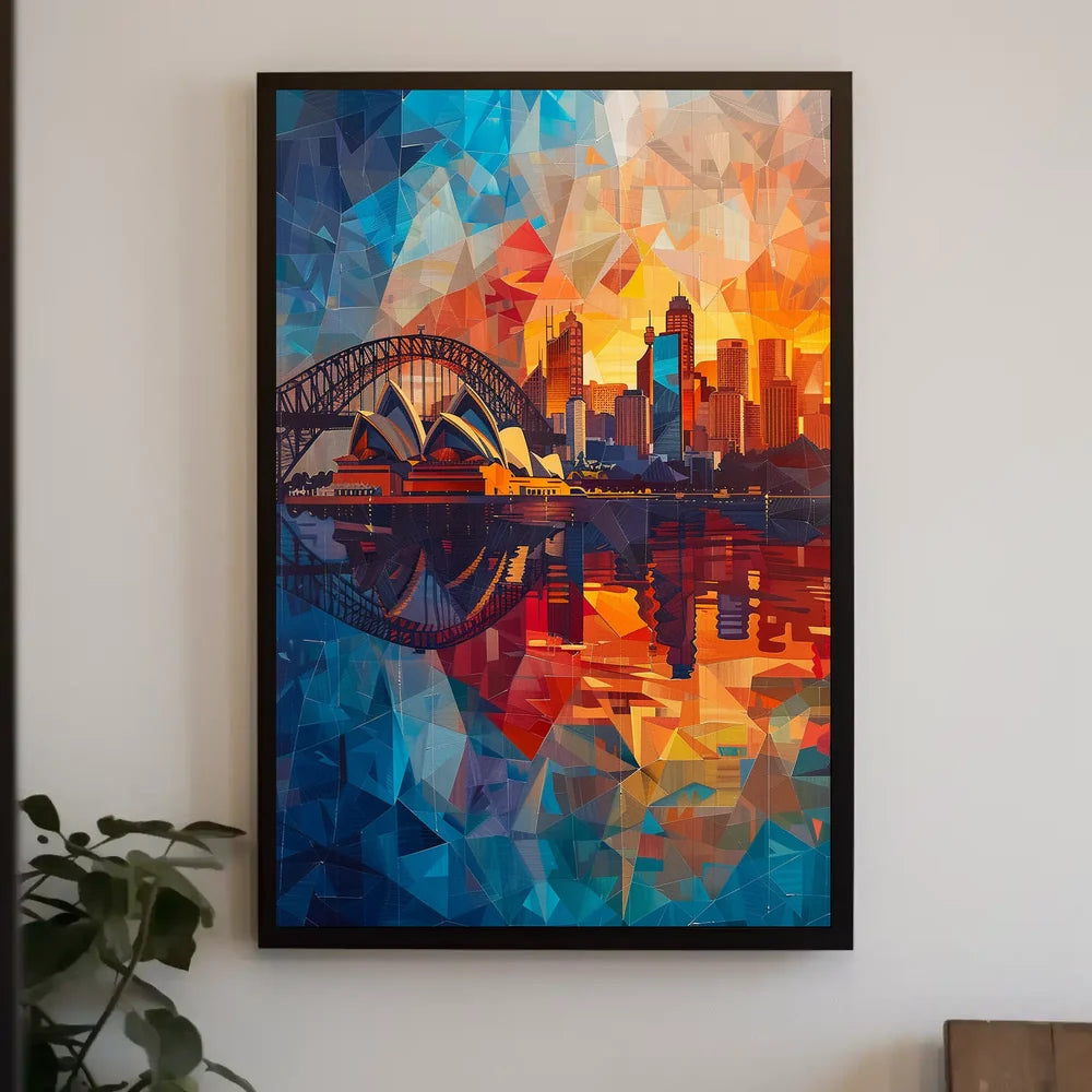 Sydney Opera House Mosaic Art Poster Vibrant Colors