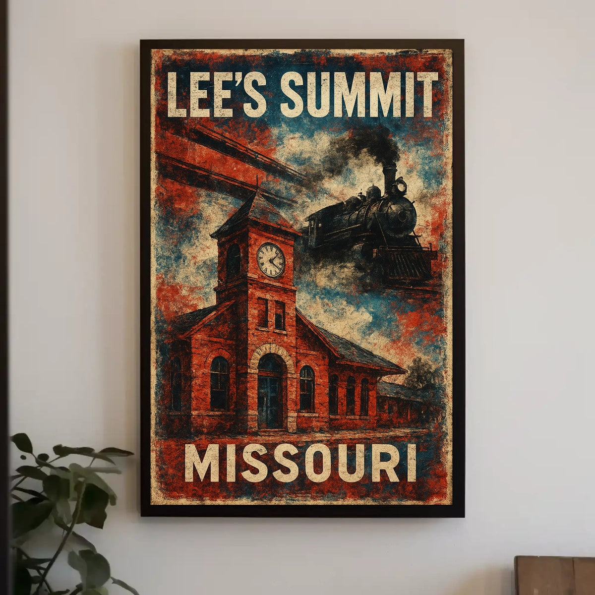 Lees Summit Missouri Cityscape Travel Heritage Scenic Wanderlust Decor Realism Minimalist Poster