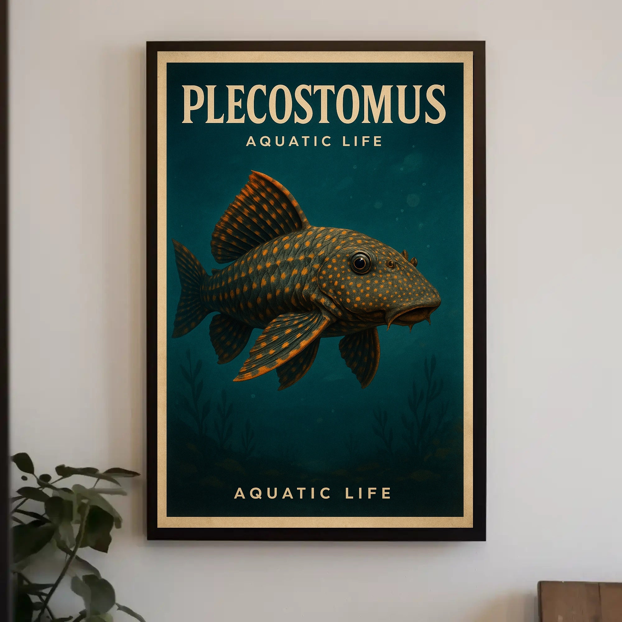 Plecostomus Fish Illustration: Educational or Infographic Poster