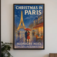 Paris Christmas Noël Midnight Vintage Poster