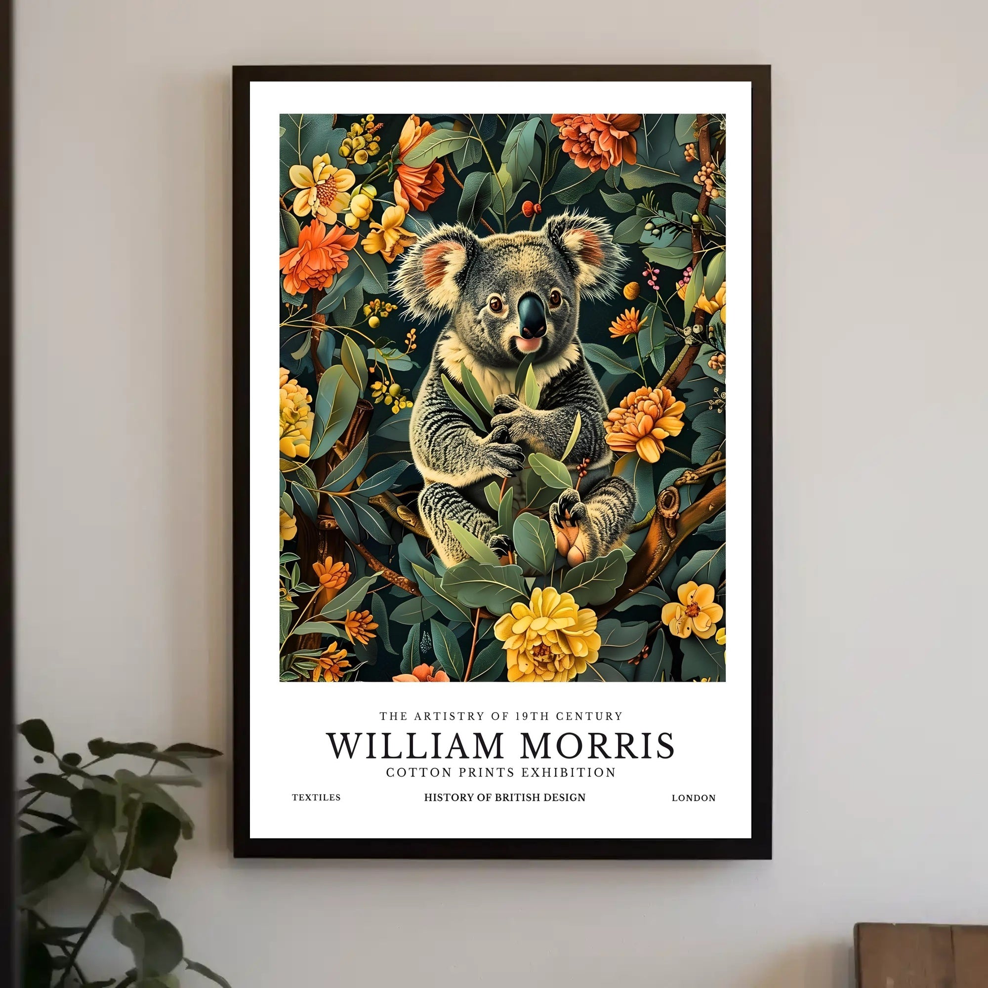 Whimsical Koala Art Poster with Nature-Inspired Design