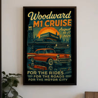 Woodward M1 Cruise Vintage Automotive Poster