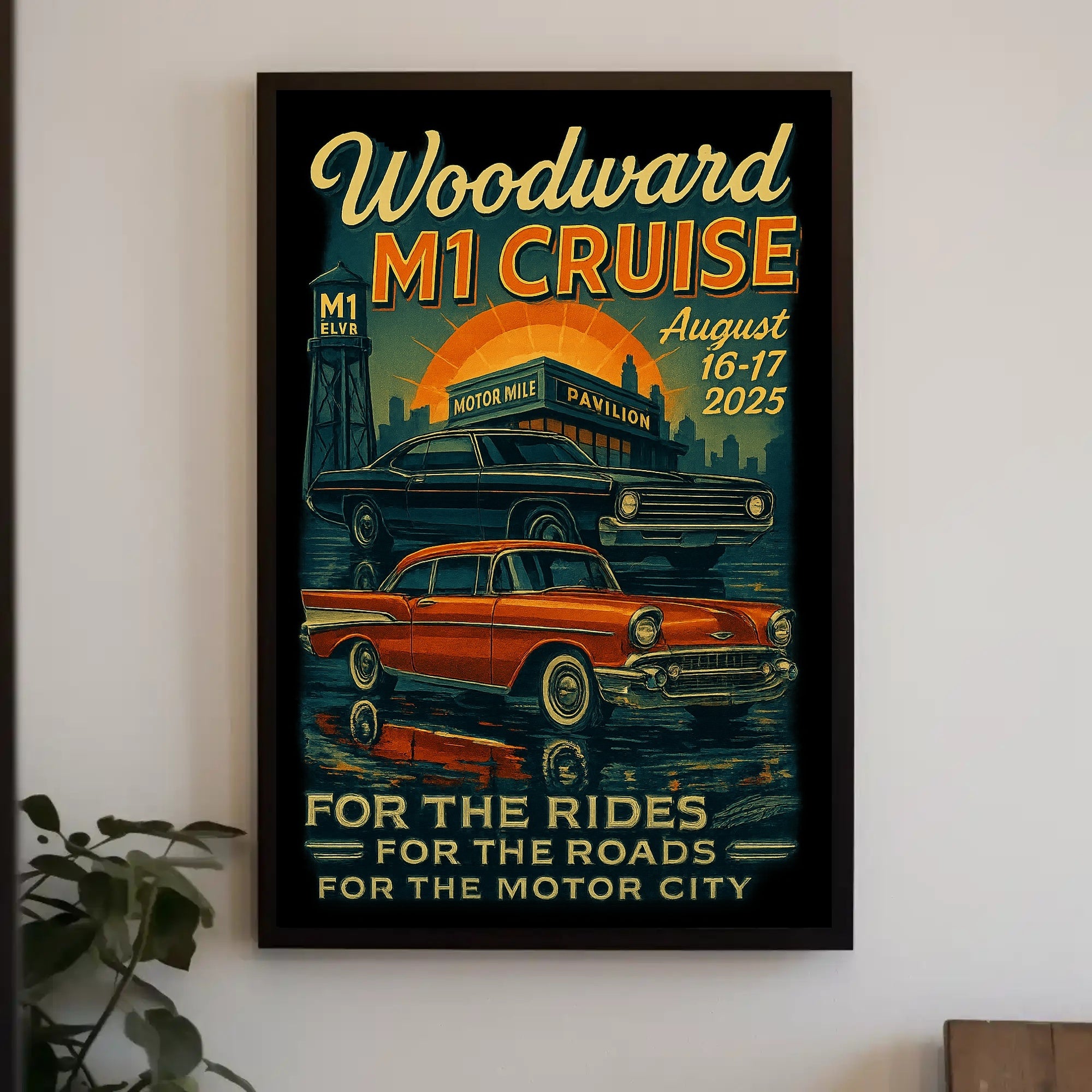 Woodward M1 Cruise Vintage Automotive Poster